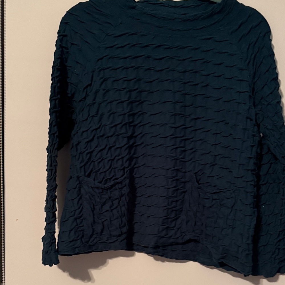 Women's Textured Teal Long Sleeve Top